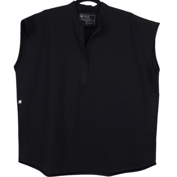 FIGS Black Rafaela Oversized Scrub Top Size L - Picture 1 of 6